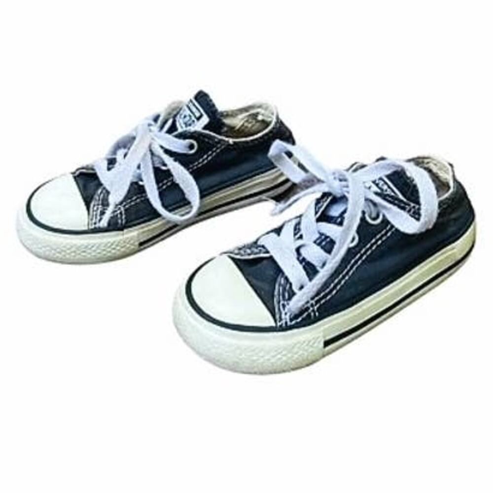 Vintage CONVERSE All Stars Kids Black & White Sneakers Shoes ~ Baby Child Size 6 - Picture 4 of 9
